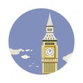 Big Ben tower closeup with clouds icon