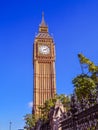 Big Ben tower, the famous Great Bell of the striking clock of the Palace of Westminster in gothic style