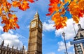 Big Ben tower of Houses of Parliament in autumn, London, UK Royalty Free Stock Photo