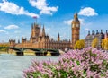 Big Ben tower and Houses of Parliament in spring, London, UK Royalty Free Stock Photo