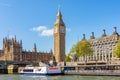 Big Ben tower of Houses of Parliament and Westminster bridge, London, UK Royalty Free Stock Photo