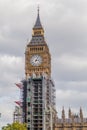 Big Ben tower under scaffolding, London, United Kingd Royalty Free Stock Photo