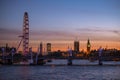 Big Ben tower, Westminster Abbey and London Eye Royalty Free Stock Photo