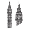 Big Ben vector logo design template. England or