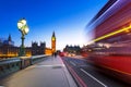 Big Ben and Westminster Bridge in London at night Royalty Free Stock Photo