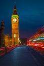 Big Ben and Westminster Bridge at night. Royalty Free Stock Photo