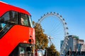 Big Ben, Westminster Bridge and red double decker bus in London, England Royalty Free Stock Photo