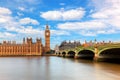 Big Ben, Westminster Bridge on River Thames in London, England, UK Royalty Free Stock Photo