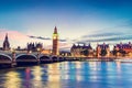 Big Ben, Westminster Bridge on River Thames in London, England, UK Royalty Free Stock Photo