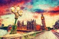 Big Ben, Westminster Bridge on River Thames in London, England, UK Royalty Free Stock Photo