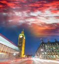 Big Ben and Westminster Palace colors at sunset, London Royalty Free Stock Photo
