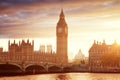 Big Ben and Westminster at sunset, London Royalty Free Stock Photo