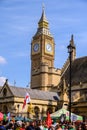 Big Ben & XR Flags: Climate March Scene Royalty Free Stock Photo