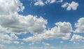 Big billowing fluffy clouds in blue sky for background or replacement Royalty Free Stock Photo