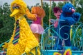 Big Bird , Cookie Monster , Zoe and Abby in Sesame Street Party Parade at Seaworld .. Royalty Free Stock Photo