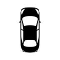 Big black car top view icon. Sport car, sedan, small mini avto and city automobile. Vector illustration