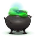 Big black cauldron cook green magic potion