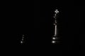 Big chess king and a small pawn on a dark background