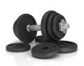 Big black dumbells over Royalty Free Stock Photo