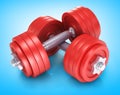 Big black dumbells over Royalty Free Stock Photo