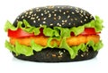 Big black hamburger with chicken cutlet