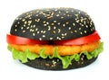 Big black hamburger with chicken cutlet