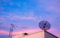 Big Black Satellite Dish on the roof Royalty Free Stock Photo