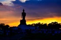 Big black standing buddha at Phutthamonthon in Thailand