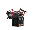 Big black toolbox for carried construction tools with many toolware Royalty Free Stock Photo