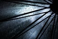 Big black umbrella bottom view close up Royalty Free Stock Photo