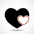 Big black Valentine heart isolated on white background