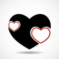 Big black Valentine heart isolated on white background