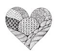 Big black and white zentangle heart