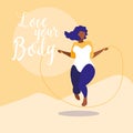 Big black woman exercising body positive power