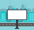 Big blank billboard in the city near road Royalty Free Stock Photo