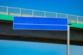 Big blank highway road sign with gradient blue sky Royalty Free Stock Photo