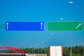 Big blank highway road sign with gradient blue sky Royalty Free Stock Photo