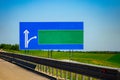 Big blank highway road sign with gradient blue sky Royalty Free Stock Photo