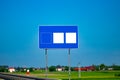 Big blank highway road sign with gradient blue sky Royalty Free Stock Photo