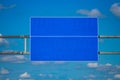 Big blank highway road sign with gradient blue sky Royalty Free Stock Photo