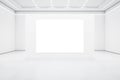 Big blank white poster in the center of white wall Royalty Free Stock Photo