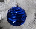 A big blue Christmas ball decoration on the Christmas tree Royalty Free Stock Photo