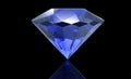 Big blue diamond isolated on black background Royalty Free Stock Photo