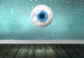 Big blue eye looking through broken glass Royalty Free Stock Photo