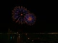 Big blue fireworks explode in Venice in dark sky,New Year fireworks in Venice, 4 July, Independence, fireworks explode, New Year,