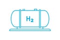 Big blue hydrogen tank line icon. Hydrogen fuel storage. Industrial cylinder gas tank. Royalty Free Stock Photo