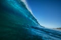 Big blue ocean wave in closing Royalty Free Stock Photo