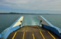 Big Blue Passenger Ferry Boat goes on the sea near Trad Island