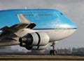 Big blue plane landed Royalty Free Stock Photo
