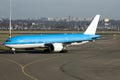 BIG BLUE PLANE TAXIING Royalty Free Stock Photo